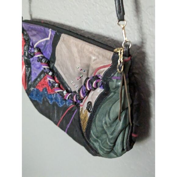 Vintage Carlo Fiori Italy Snakeskin Patchwork Leather Shoulder Bag Crossbody 80s - Picture 8 of 12